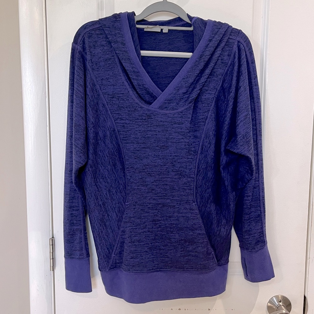 Athleta Dolman Sleeve Hooded Pullover Sweatshirt Heathered Purple Sz XL